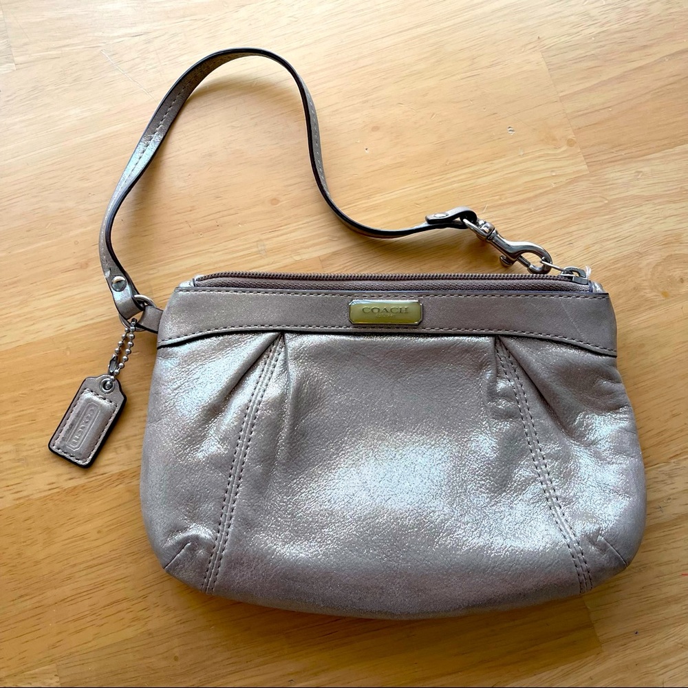 Gold Metallic Coach Wristlet